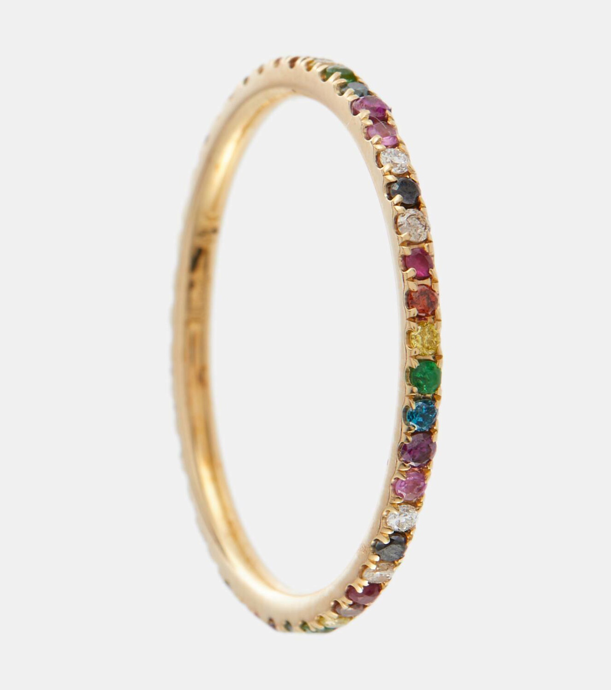 Ileana Makri Thread Band 18kt gold ring with diamonds, rubies and sapphires