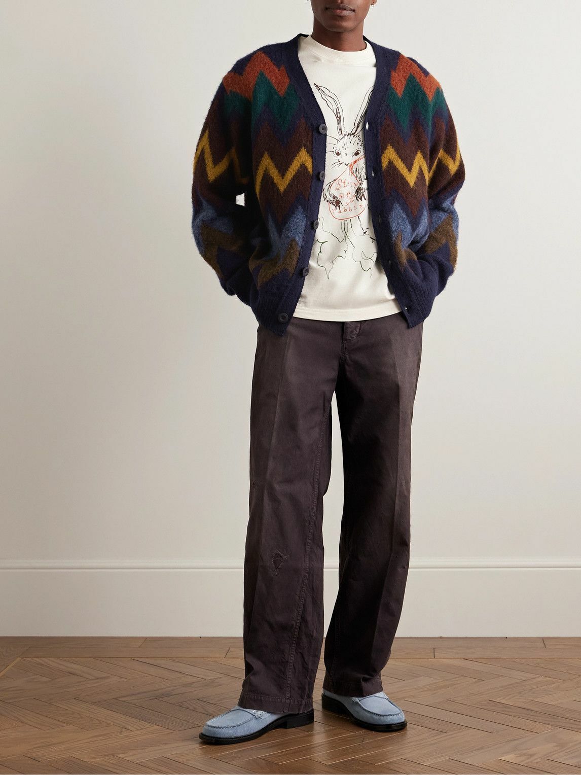 Howlin' - Fire in the Mind Wool-Jacquard Cardigan - Brown