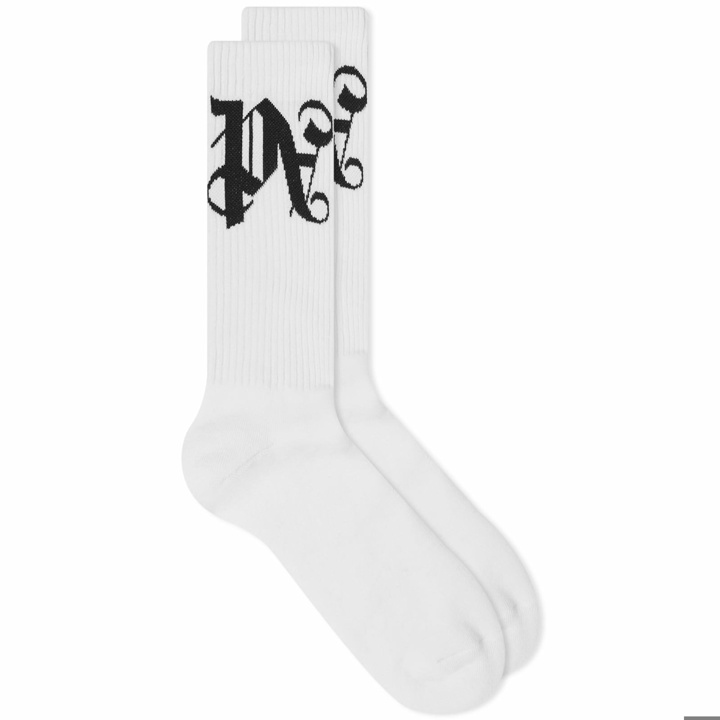 Photo: Palm Angels Men's Monogram Logo Socks in White