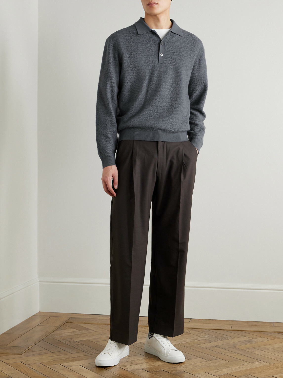 FRAME - Wool Polo Sweater - Gray