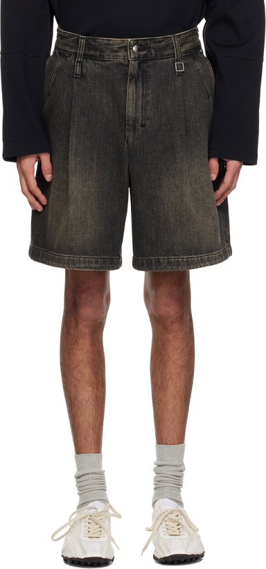 Photo: WOOYOUNGMI Gray One-Tuck Washed Denim Shorts
