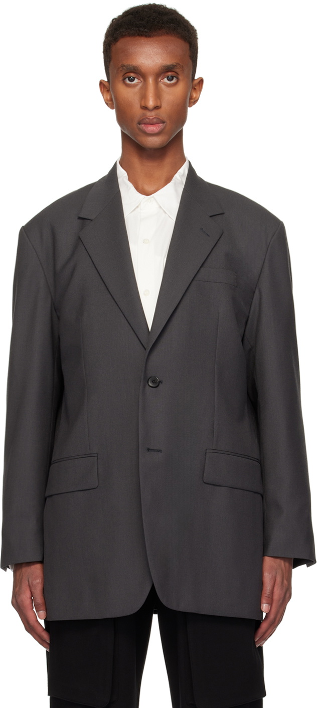 YLÈVE Gray Tropical Wool Blazer