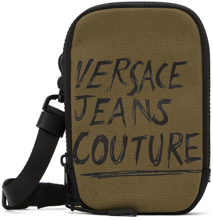 Photo: Versace Jeans Couture Khaki Handwritten Logo Pouch