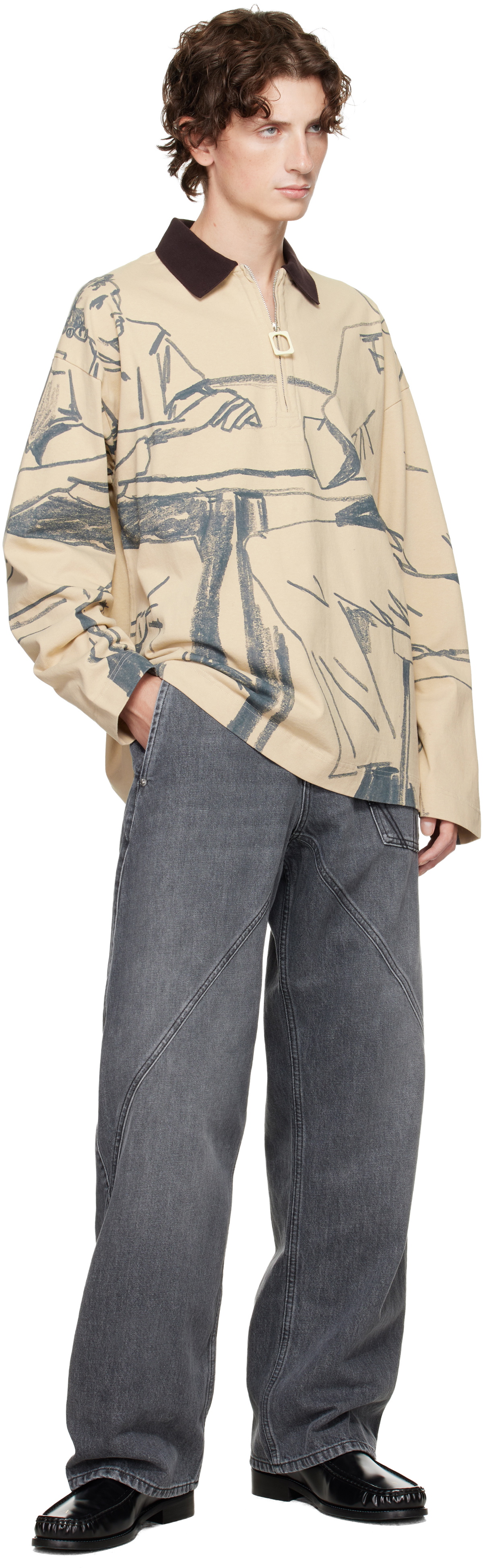 JW Anderson Beige Printed Rugby Polo