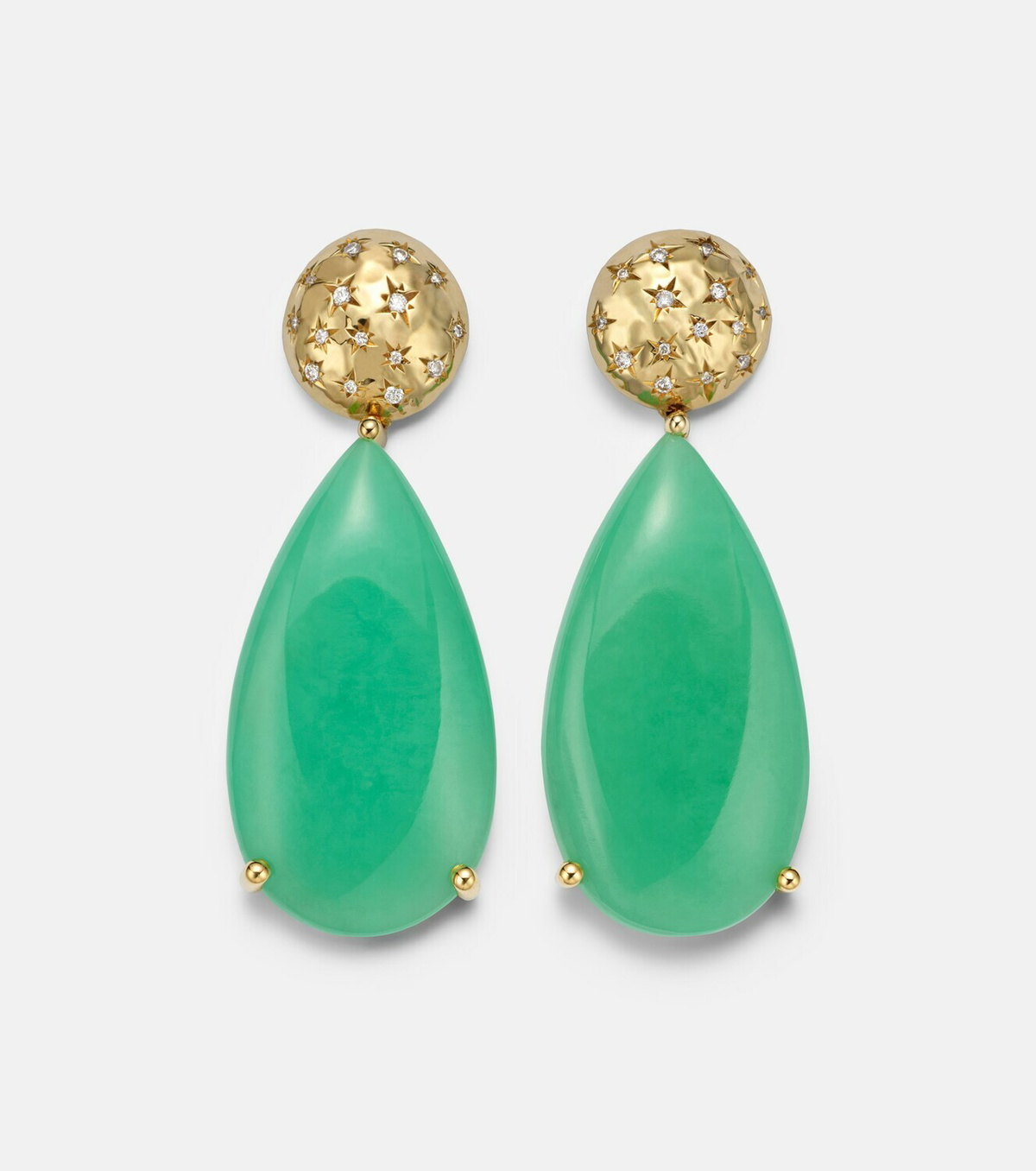 Octavia Elizabeth Imogen 18kt gold drop earrings with chrysoprase and diamonds