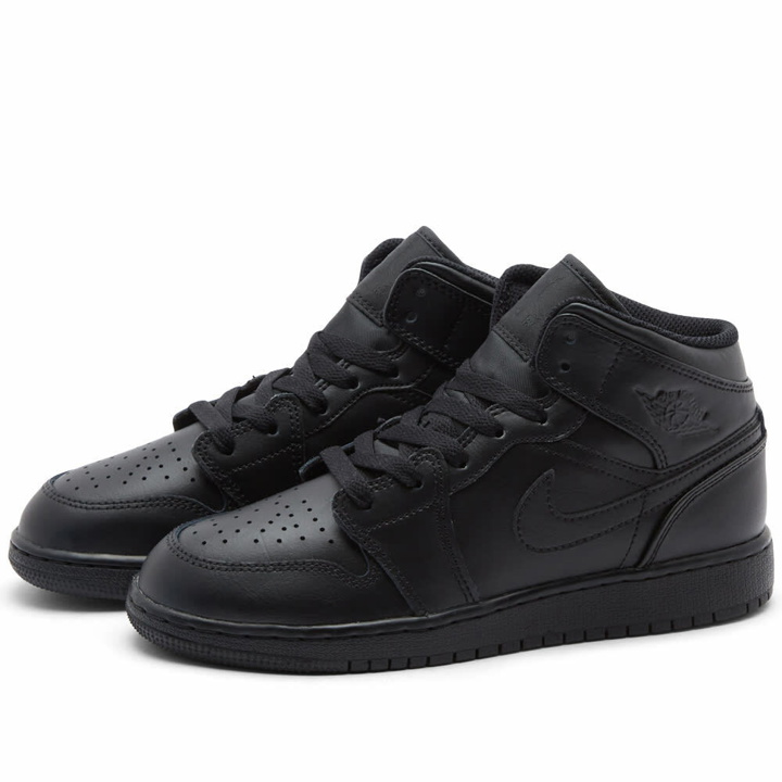 Photo: Air Jordan Men's 1 Mid BG Sneakers in Black