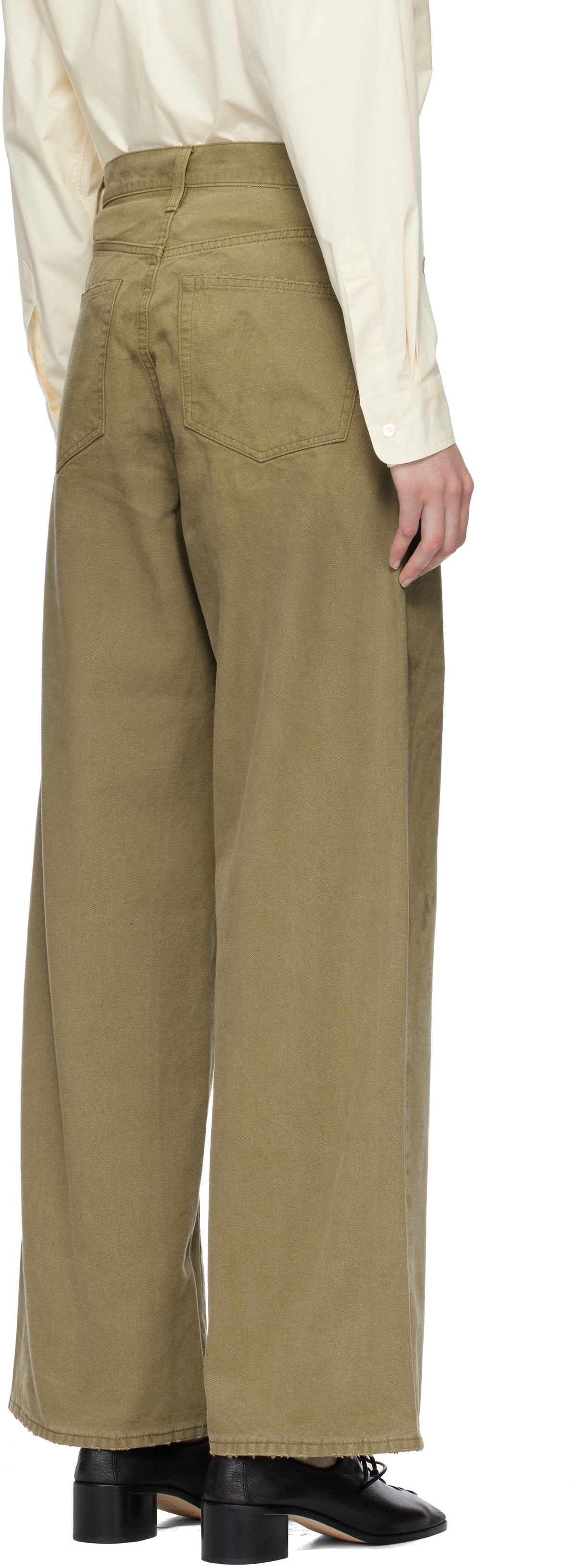 ssstein Beige Sulfur Dyed Oxford Vintage Wide Jeans