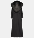 Costarellos Faux fur-trimmed wool-blend coat