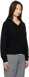 Entire Studios Black Knit Cashmere V Neck Sweater