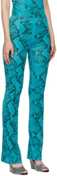 Atlein Blue Snake Print Trousers