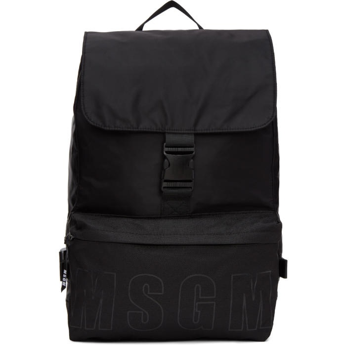 Photo: MSGM Black Nylon Snap Backpack 