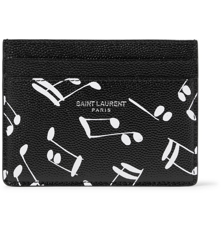 Photo: SAINT LAURENT - Printed Pebble-Grain Leather Cardholder - Black