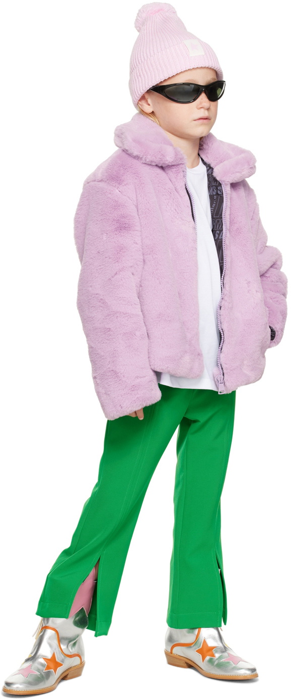 MSGM Kids Kids Purple Zip Faux-Fur Jacket