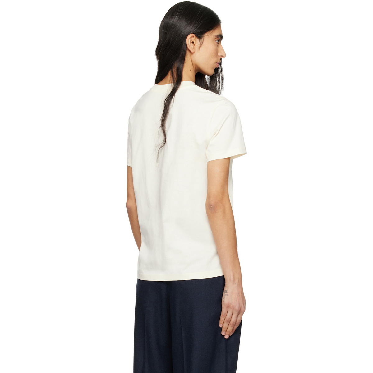 Moncler Off-White Embroidered Tonal Logo Cotton T-shirt