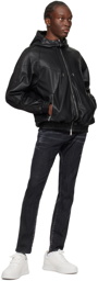 Dsquared2 Black Hybrid Swag Faux-Leather Track Jacket