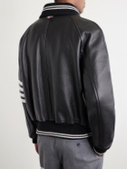 Thom Browne - Oversized Striped Leather Bomber Jacket - Black