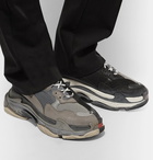 Balenciaga - Triple S Mesh, Nubuck and Leather Sneakers - Men - Gray