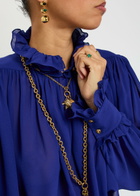 Chloe Ruffled Silk Blouse Indigo