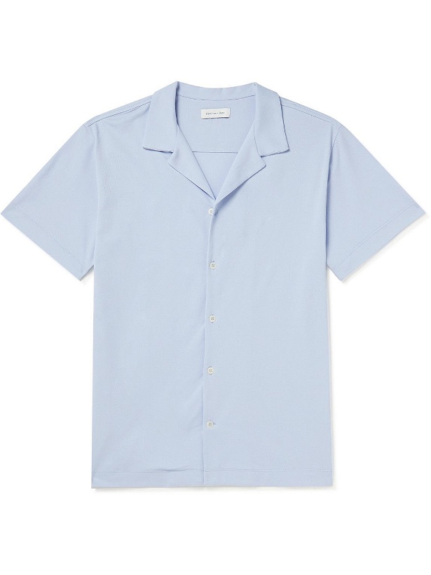 Photo: Hamilton And Hare - Camp-Collar Cotton-Piqué Shirt - Blue