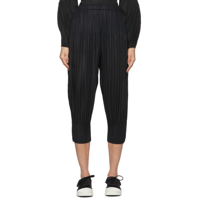 Pleats Please Issey Miyake Black Fluffy Basics Trousers Pleats