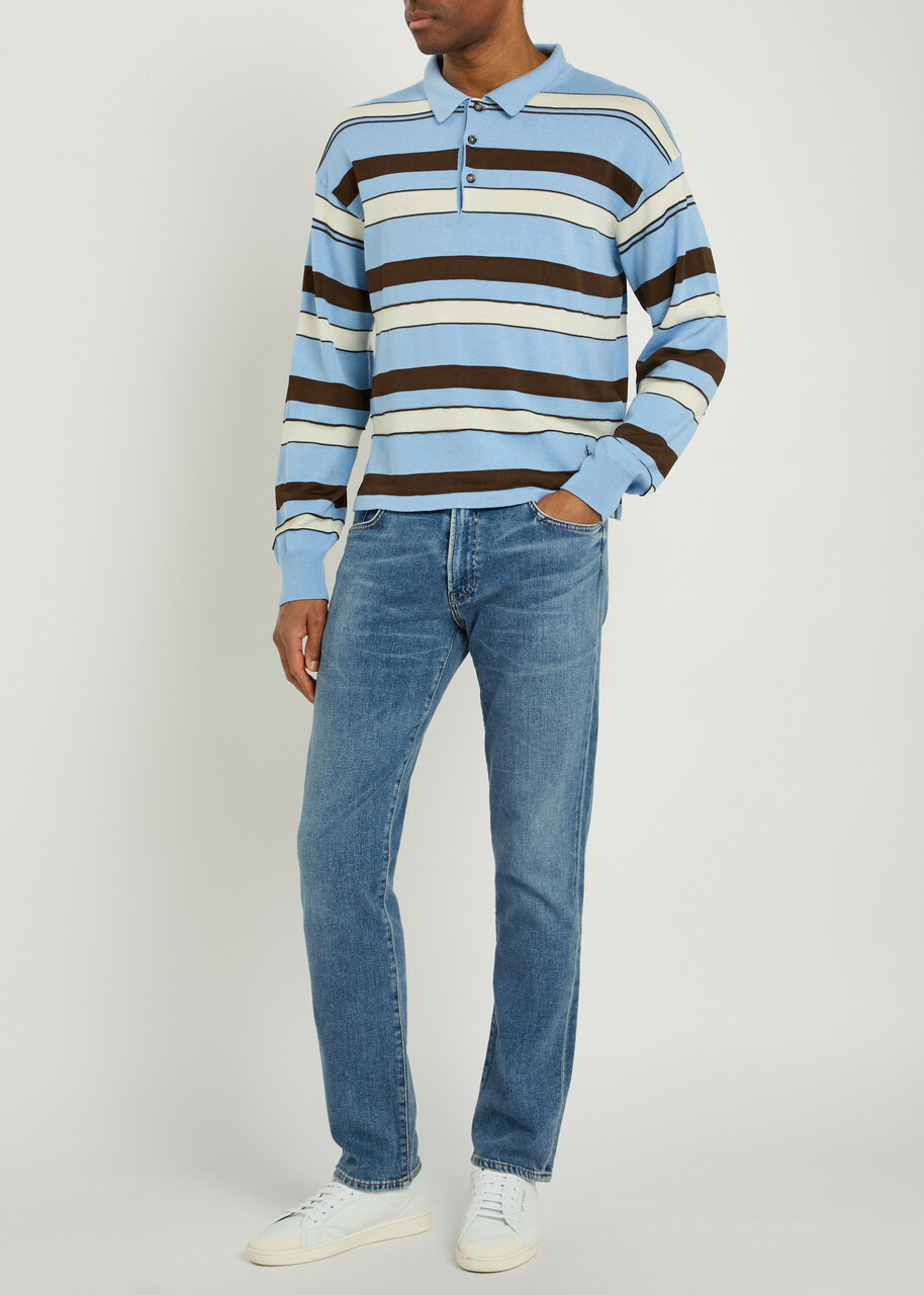 Citizens OF Humanity Gage Straight-leg Denim and Cashmere-blend Jeans Mid Blu