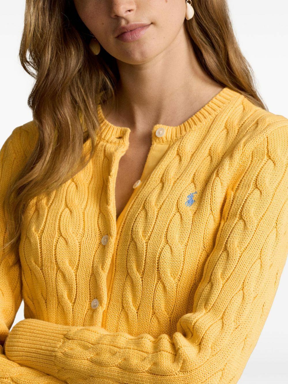 Polo Ralph Lauren Yellow Cable-Knit Cotton Cardigan Polo Ralph Lauren