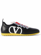 Valentino Garavani - Chromathon Logo-Print Perforated-Leather Sneakers - Black