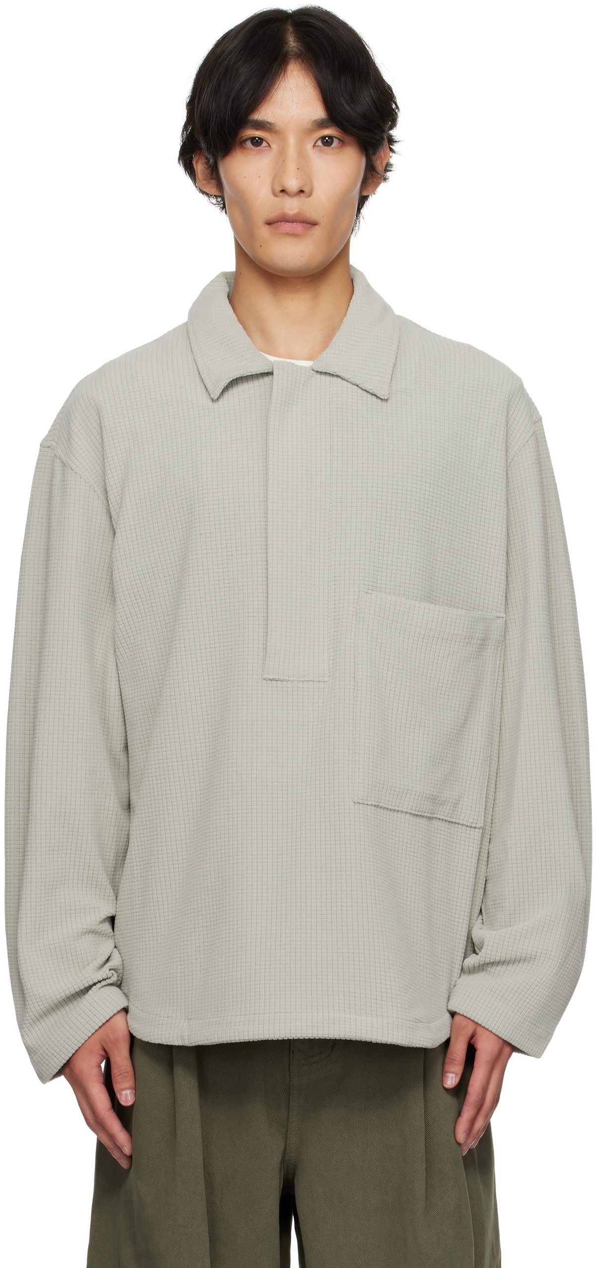 LE17SEPTEMBRE Gray Waffle Half-Zip Polo