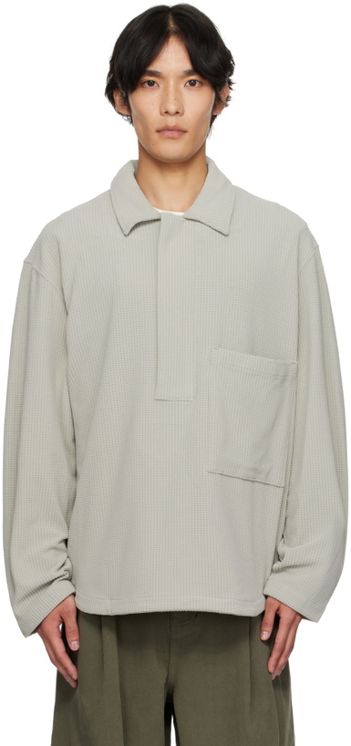 Photo: LE17SEPTEMBRE Gray Waffle Half-Zip Polo