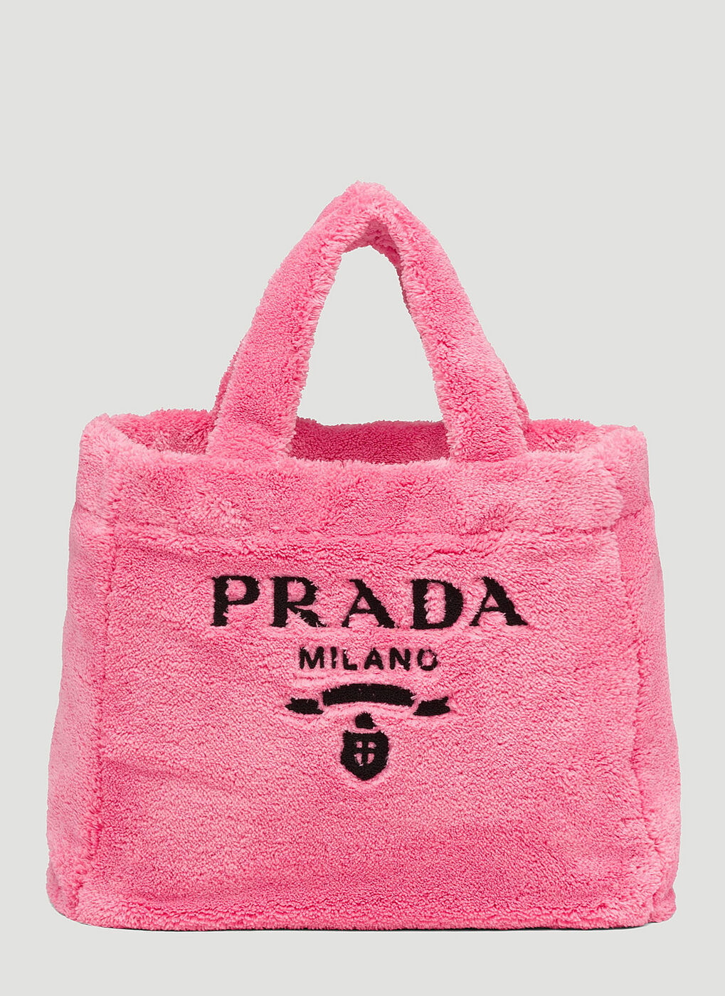 Prada Logo-Print Terry-Cloth Tote Bag - White for Women