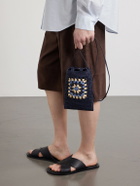 LOEWE - Paula's Ibiza Logo-Embroidered Leather-Trimmed Crocheted Raffia Bucket Bag