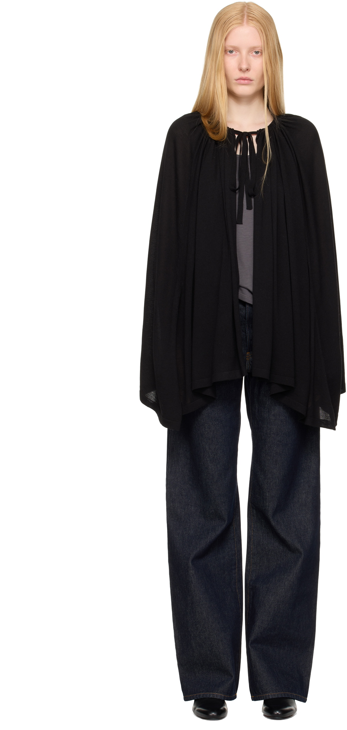 TOTEME Black Drawstring Cape