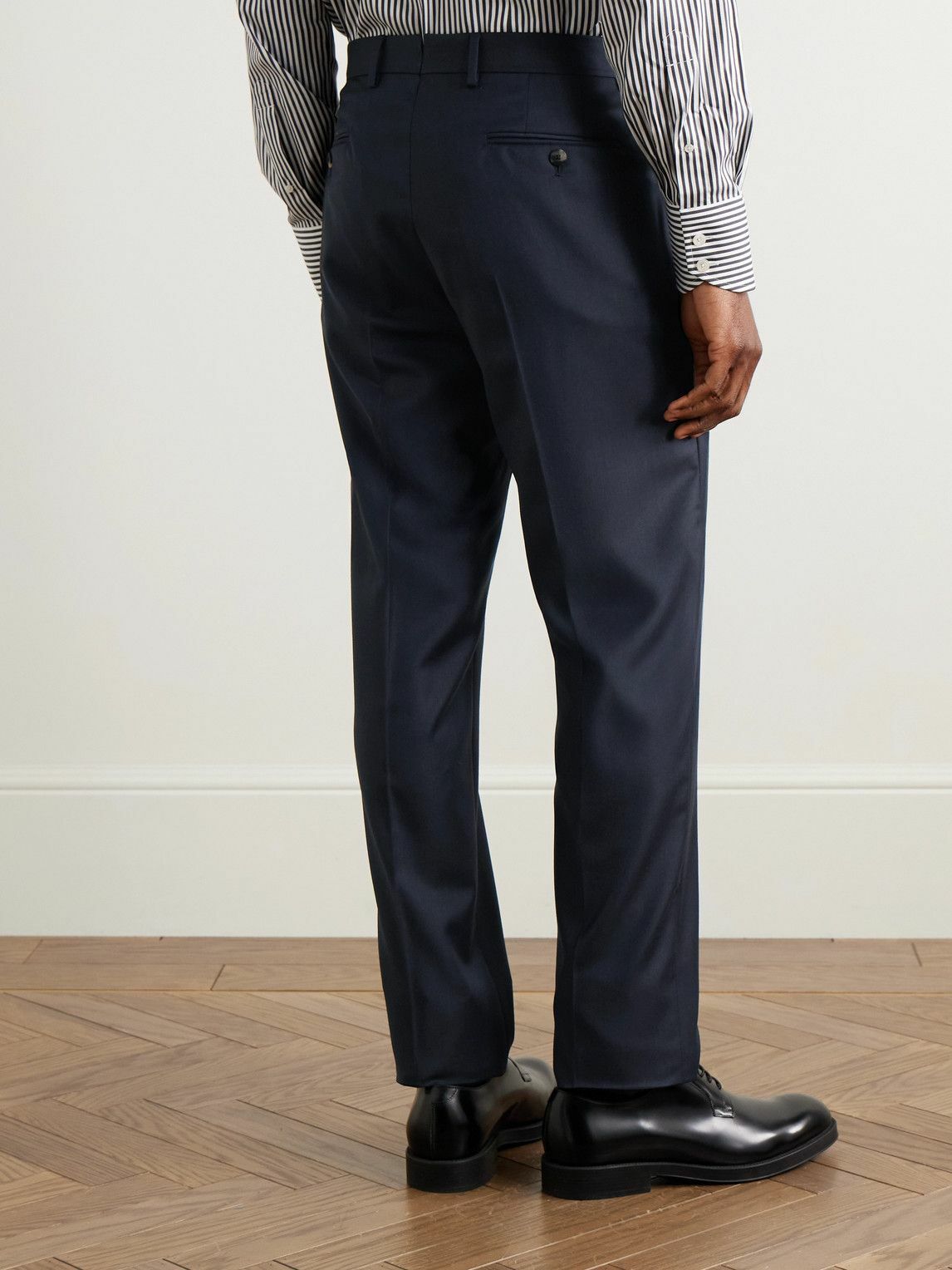 Caruso - Slim-Fit Wool Suit Trousers - Blue