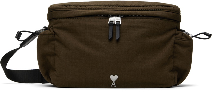 Photo: AMI Paris Khaki Canvas Ami de Coeur Messenger Bag