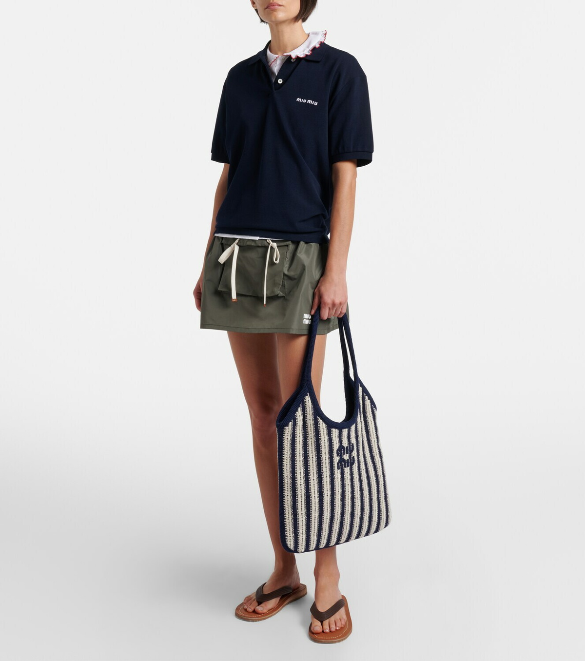 Miu Miu Ivy striped crochet shoulder bag