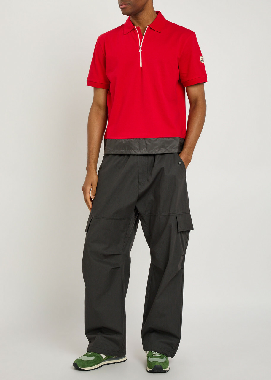 Moncler Logo-appliquéd Piqué Cotton Polo Shirt Red