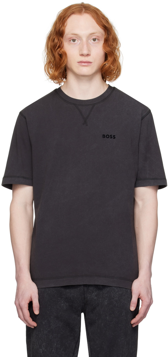 BOSS Black Flocked T-Shirt BOSS