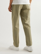 Mr P. - Tapered Organic Cotton-Seersucker Drawstring Trousers - Green