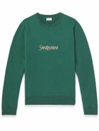 SAINT LAURENT - Logo-Print Cotton-Jersey Sweatshirt - Green