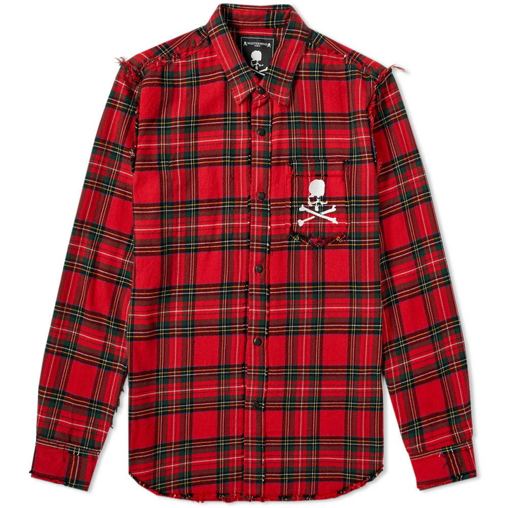 Photo: MASTERMIND WORLD Embroidered Skull Check Flannel Shirt Red