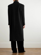 SAINT LAURENT - Double-Breasted Herringbone Wool Overcoat - Black