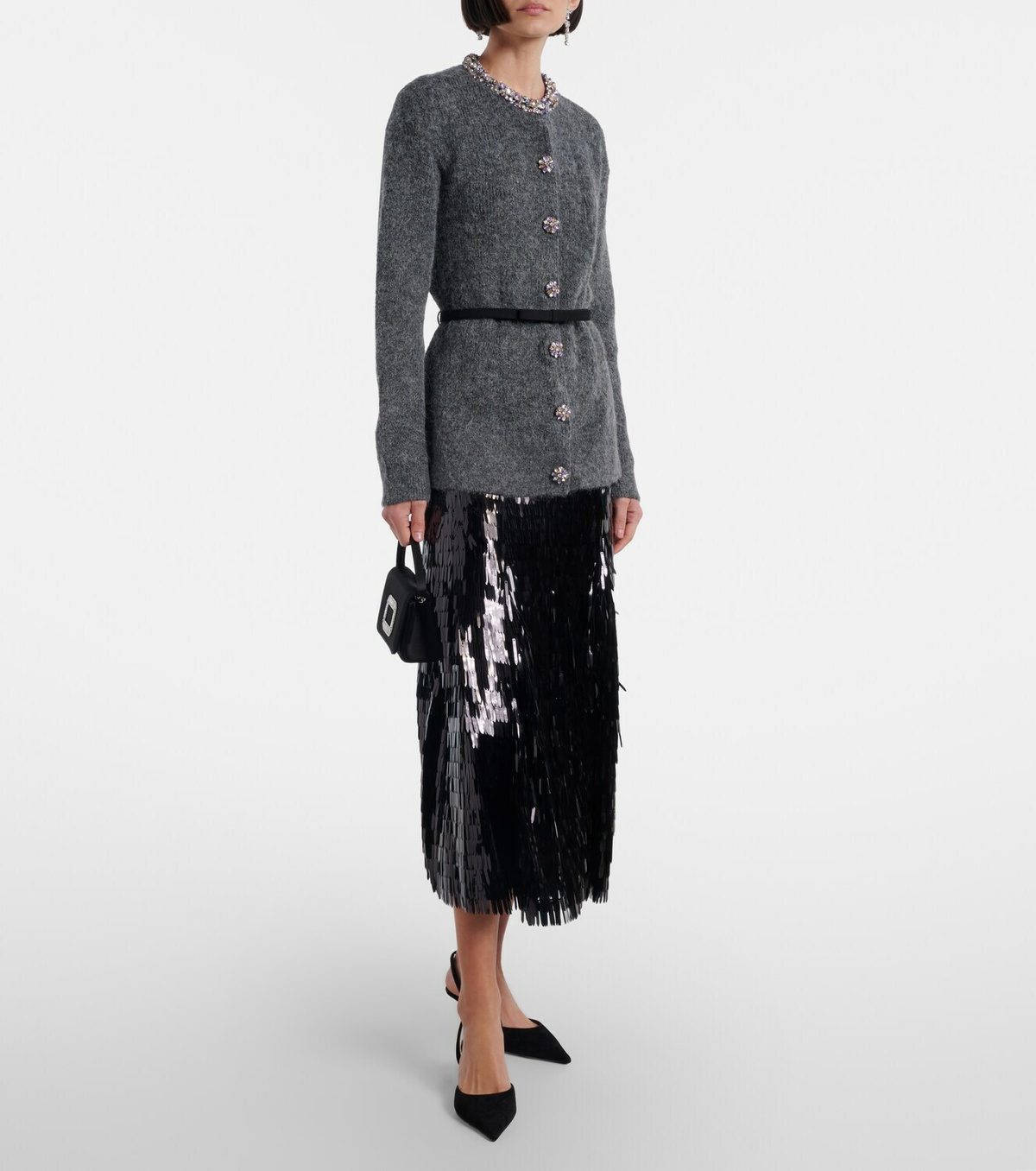 Self-Portrait Belted embellished cardigan