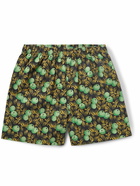 BODE - Gooseberry Wide-Leg Printed Cotton and Silk-Blend Twill Shorts - Green