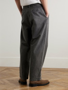 AGOLDE - Slater Tapered Pleated Cotton-Twill Trousers - Gray