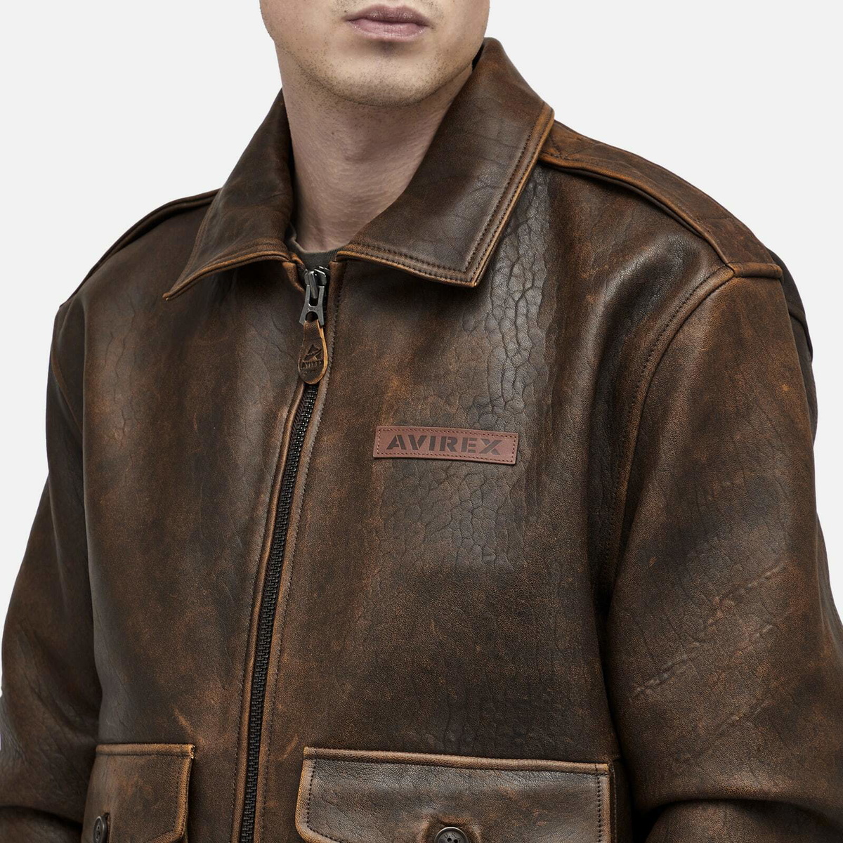 Avirex Men's Sky Charmer A-2 Leather Jacket in Vintage Brown Avirex