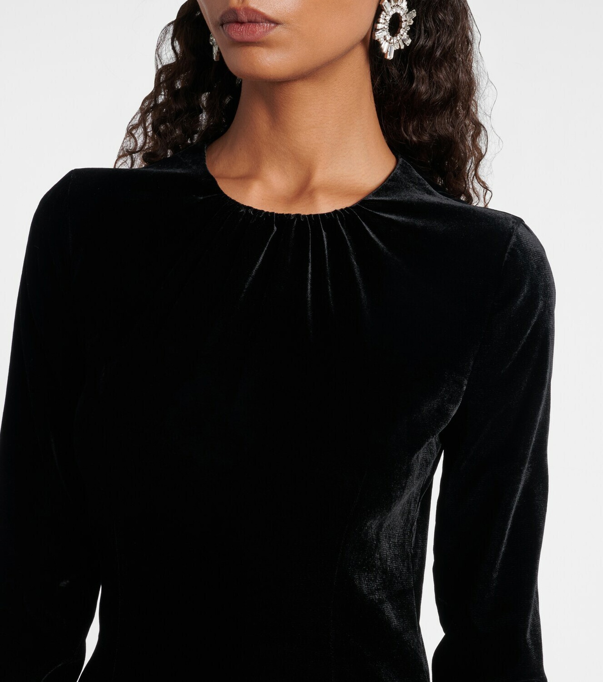 Alessandra Rich Ruched silk-trimmed asymmetric velvet gown