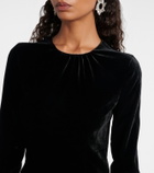 Alessandra Rich Ruched silk-trimmed asymmetric velvet gown