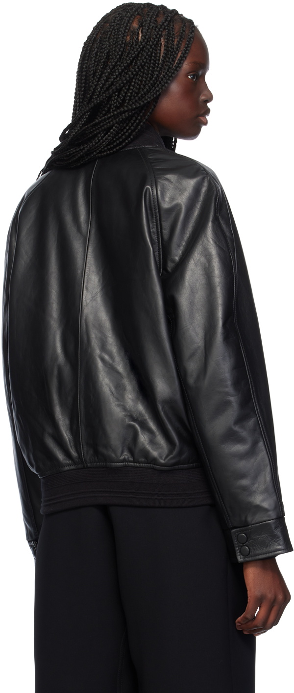 Victoria Beckham Black Varsity Leather Jacket