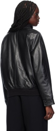 Victoria Beckham Black Varsity Leather Jacket