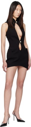 Mugler Black Open Neckline Tailored Minidress